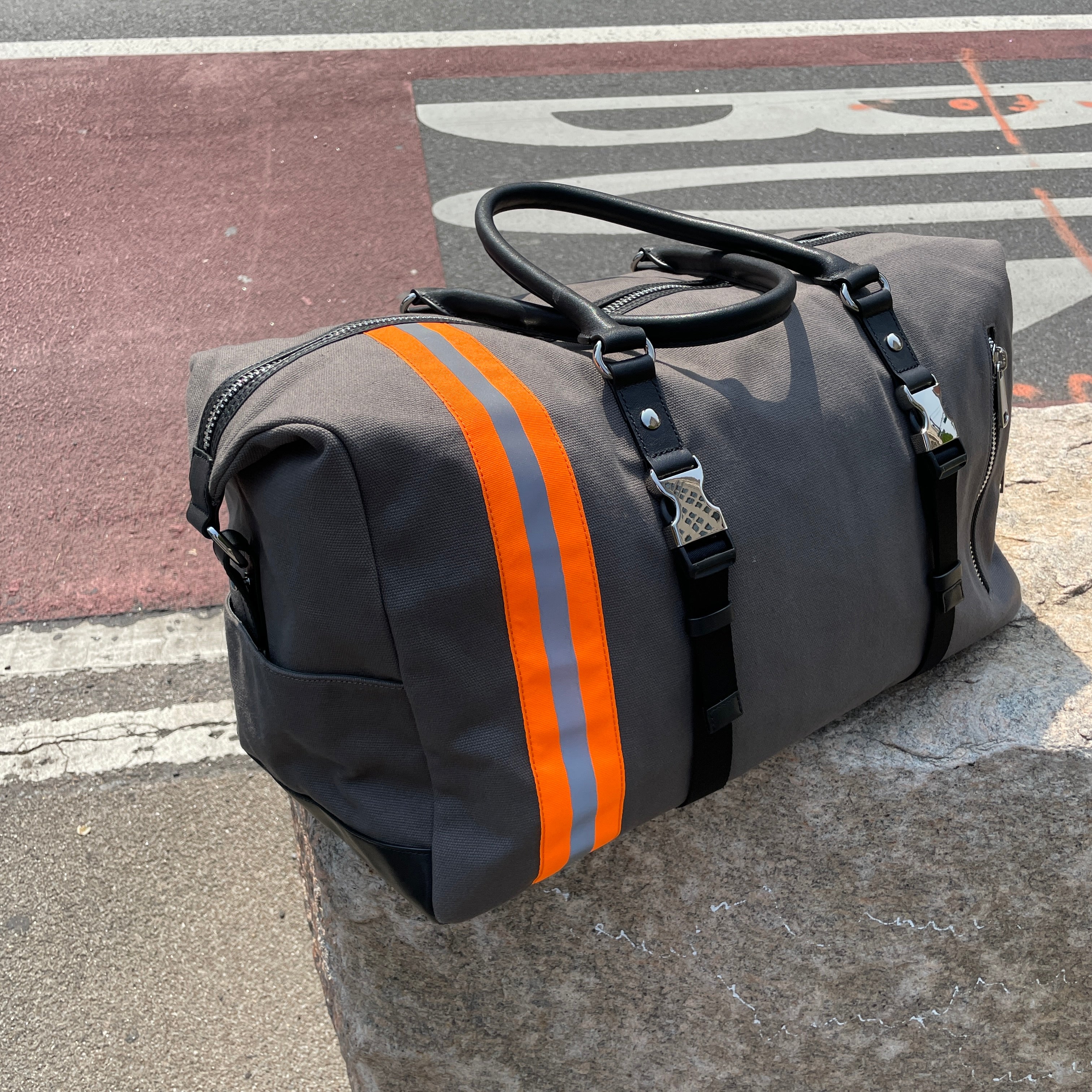 Weekender Duffel Bag Matching Clutch in Grey